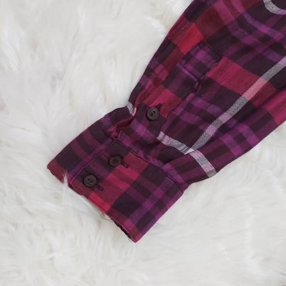 American Eagle Burgundy Plaid Button Down - Picture 8 of 9